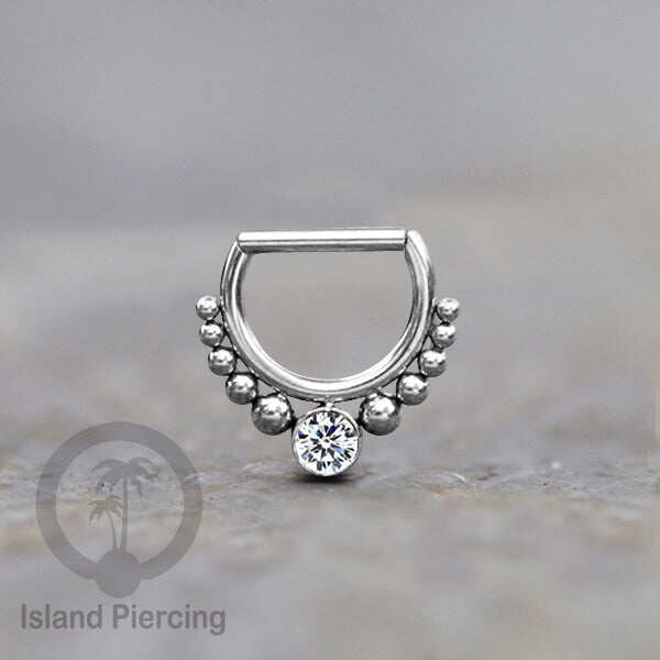 Hinged Septum Piercing clicker Stainless steel Tragus Batu semi murni