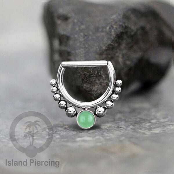 Hinged Septum Piercing clicker Stainless steel Tragus Batu semi murni