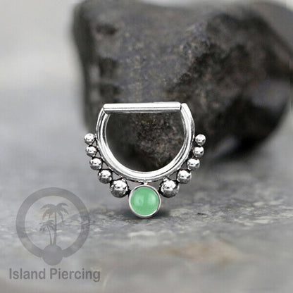 Hinged Septum Piercing clicker Stainless steel Tragus Batu semi murni