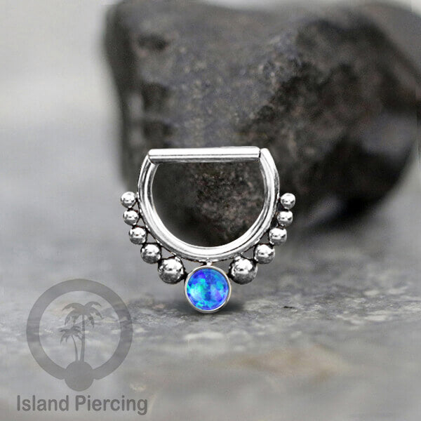 Hinged Septum Piercing clicker Stainless steel Tragus Batu semi murni