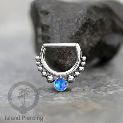 Hinged Septum Piercing clicker Stainless steel Tragus Batu semi murni