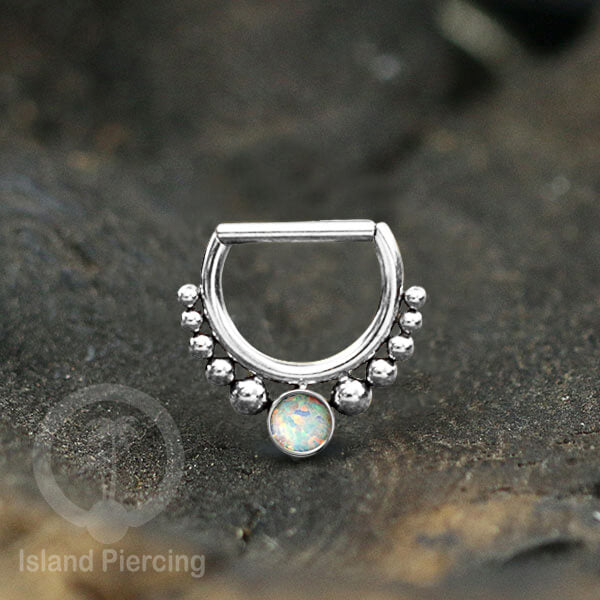 Hinged Septum Piercing clicker Stainless steel Tragus Batu semi murni