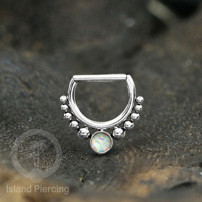 Hinged Septum Piercing clicker Stainless steel Tragus Batu semi murni