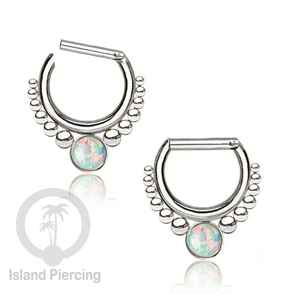 Hinged Septum Piercing clicker Stainless steel Tragus Batu semi murni