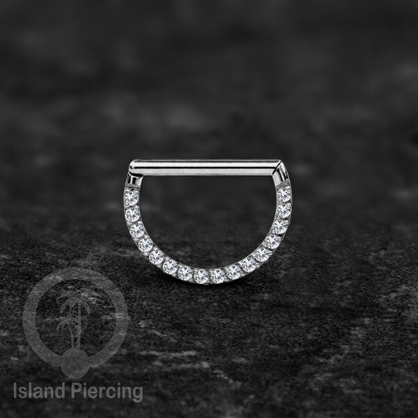Hinged Septum clicker Piercing Hidung &amp; Telinga kristal zirconia warna silver