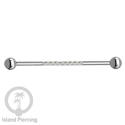 Anting Industrial Piercing stainless istemewa warna Silver dengan Kristal Zirconia