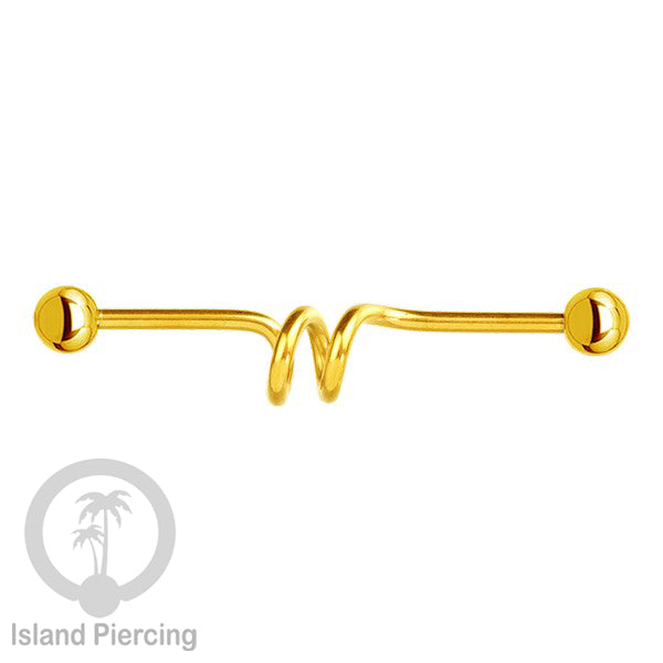 Anting Industrial Piercing stainless pilihan warna Gold dengan Kristal Zirconia