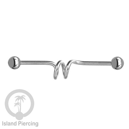Anting Industrial Piercing stainless istemewa warna Silver dengan Kristal Zirconia