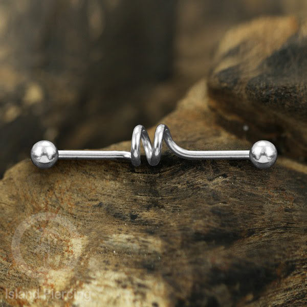Anting Industrial Piercing stainless istemewa warna Silver dengan Kristal Zirconia