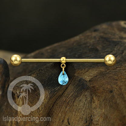 Anting Industrial Piercing stainless warna Silver dengan Kristal Zirconia pilihan warna