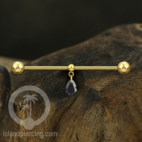 Anting Industrial Piercing stainless warna Silver dengan Kristal Zirconia pilihan warna