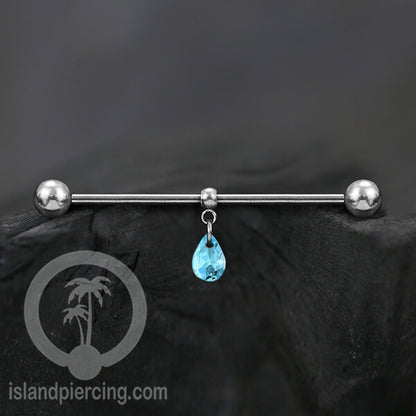 Anting Industrial Piercing stainless warna Silver dengan Kristal Zirconia pilihan warna