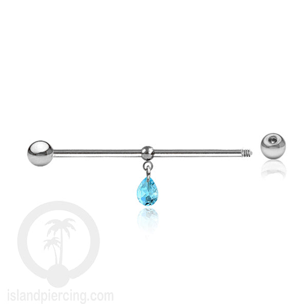 Anting Industrial Piercing stainless warna Silver dengan Kristal Zirconia pilihan warna