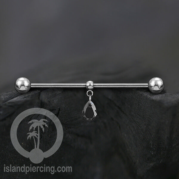Anting Industrial Piercing stainless warna Silver dengan Kristal Zirconia pilihan warna