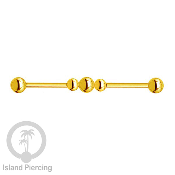 Anting Industrial Piercing stainless warna gold dengan banyak variasi asik