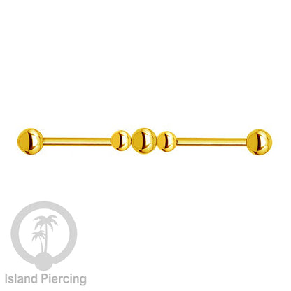 Anting Industrial Piercing stainless warna gold dengan banyak variasi asik