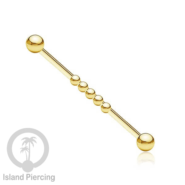 Anting Industrial Piercing stainless warna gold dengan banyak variasi asik