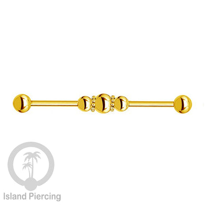 Anting Industrial Piercing stainless warna gold dengan banyak variasi asik