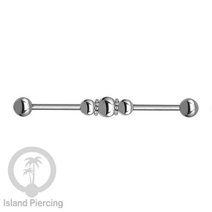 Anting Industrial Piercing stainless warna silver dengan banyak variasi asik