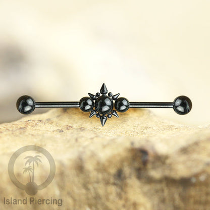 Anting Industrial Piercing stainless warna Hitam dengan banyak variasi asik