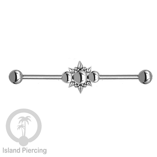 Anting Industrial Piercing stainless warna silver dengan banyak variasi asik