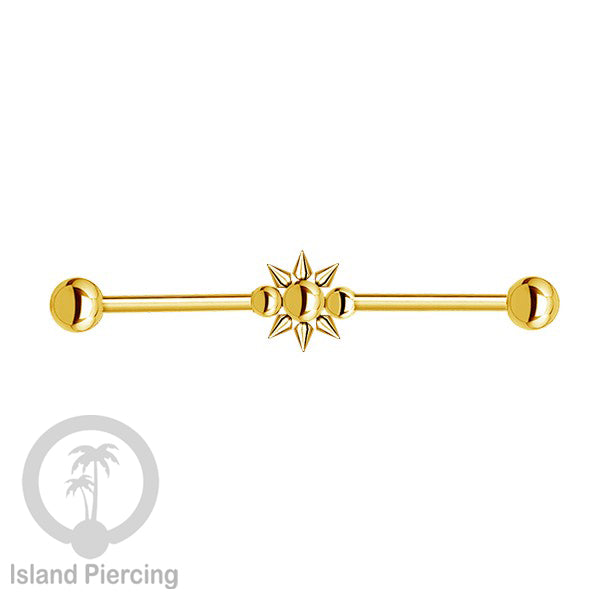 Anting Industrial Piercing stainless warna gold dengan banyak variasi asik