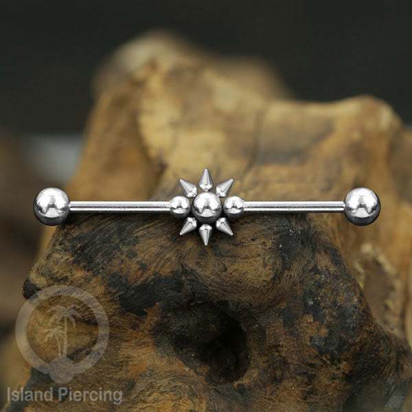 Anting Industrial Piercing stainless warna silver dengan banyak variasi asik