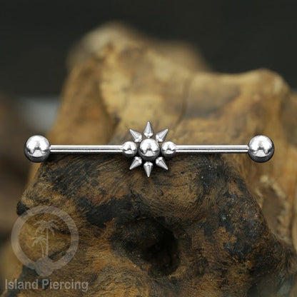 Anting Industrial Piercing stainless warna silver dengan banyak variasi asik