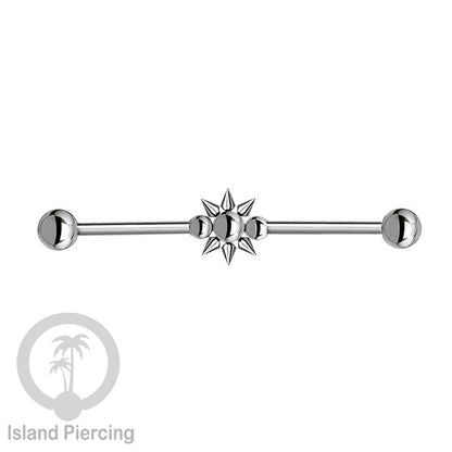 Anting Industrial Piercing stainless warna silver dengan banyak variasi asik