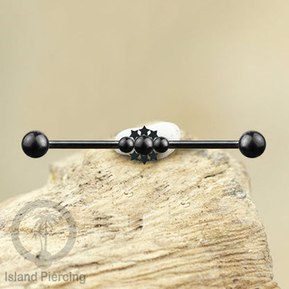 Anting Industrial Piercing stainless warna hitam dengan Kristal banyak variasi model
