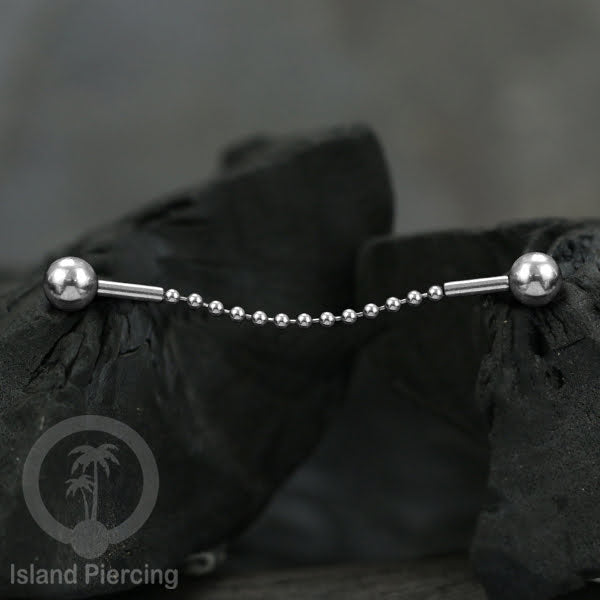 Anting Industrial Piercing stainless buat pakai Rantai biar nyaman di pakai