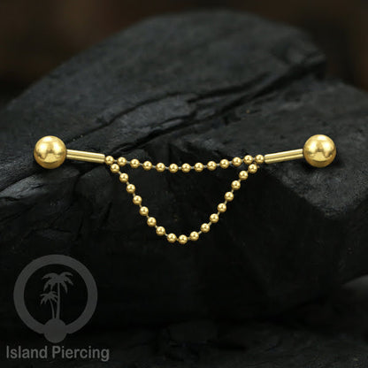 Anting Industrial Piercing stainless buat pakai Rantai biar nyaman di pakai