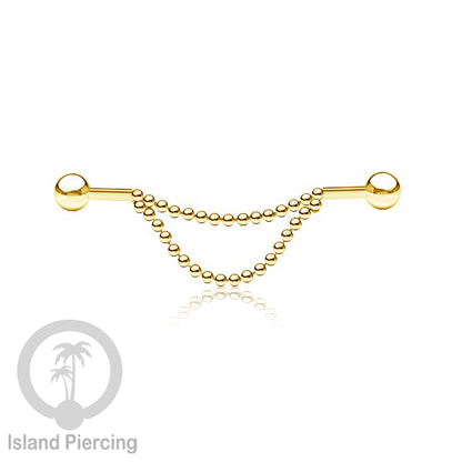 Anting Industrial Piercing stainless buat pakai Rantai biar nyaman di pakai