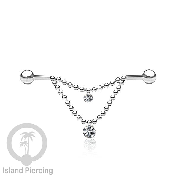 Anting Industrial Piercing stainless warna silver dekorasi kristal buat dari Rantai