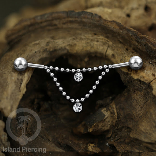 Anting Industrial Piercing stainless warna silver dekorasi kristal buat dari Rantai