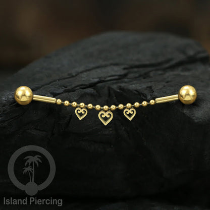 Anting Industrial Piercing stainless warna gold buat dari Rantai yang nyaman