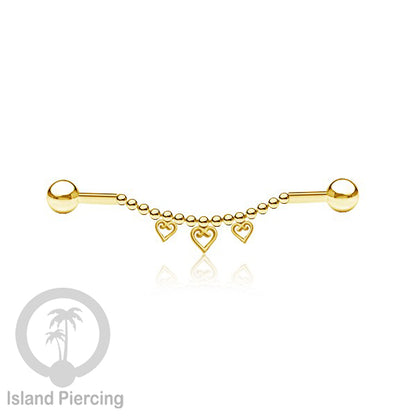Anting Industrial Piercing stainless warna gold buat dari Rantai yang nyaman
