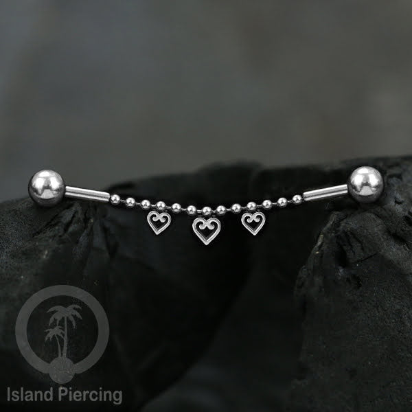 Anting Industrial Piercing stainless warna silver buat dari Rantai yang nyaman