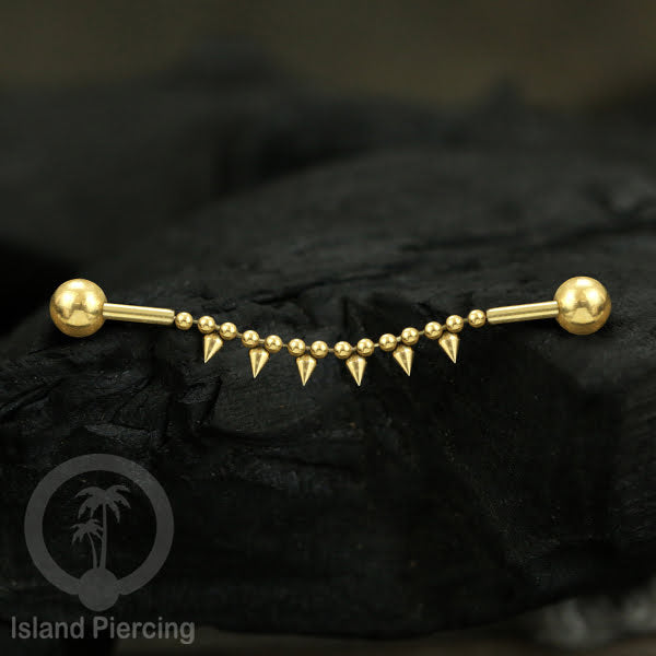 Anting Industrial Piercing stainless warna gold buat dari Rantai yang nyaman