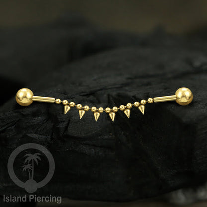 Anting Industrial Piercing stainless warna gold buat dari Rantai yang nyaman