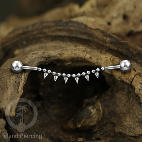 Anting Industrial Piercing stainless warna silver buat dari Rantai yang nyaman
