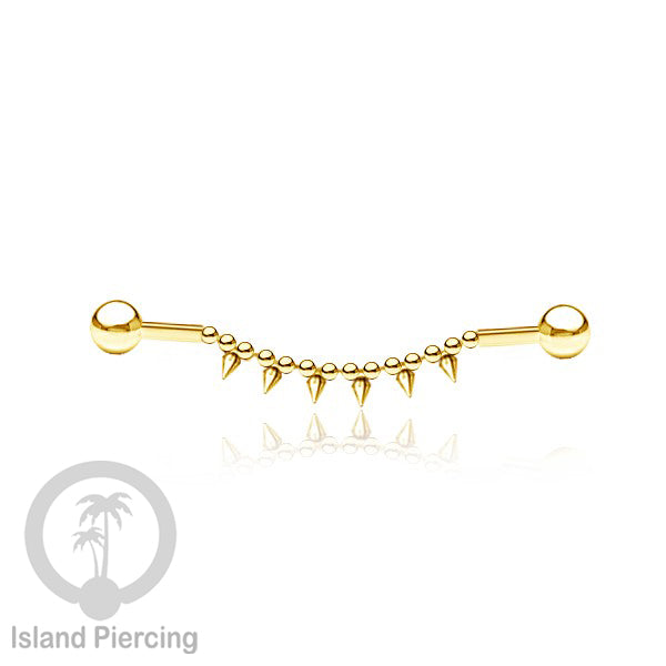 Anting Industrial Piercing stainless warna gold buat dari Rantai yang nyaman