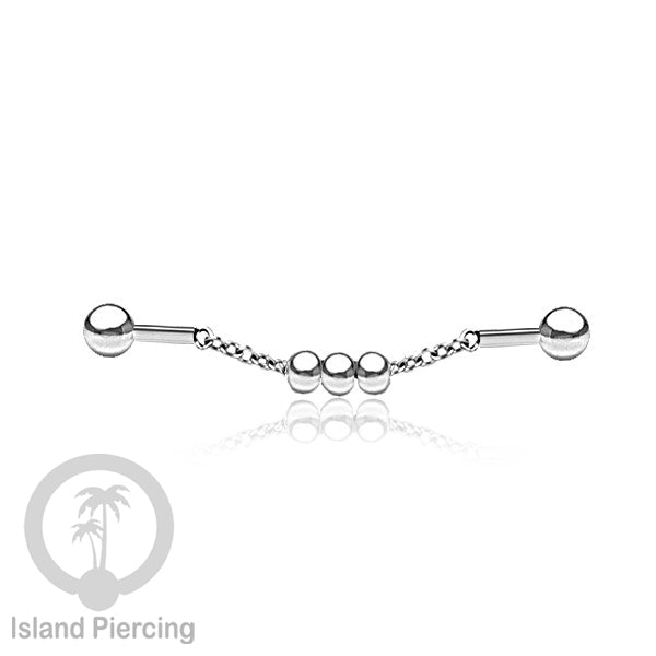 Anting Industrial Piercing stainless warna silver buat dari Rantai yang nyaman