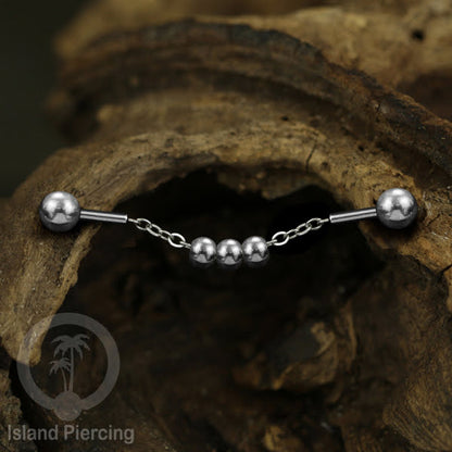 Anting Industrial Piercing stainless warna silver buat dari Rantai yang nyaman
