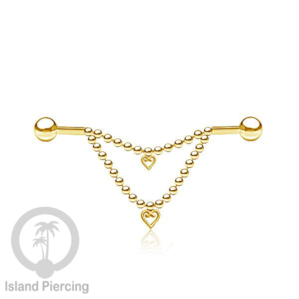 Anting Industrial Piercing stainless warna gold buat dari Rantai yang nyaman