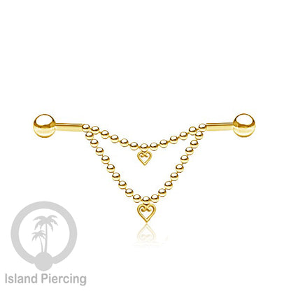 Anting Industrial Piercing stainless warna gold buat dari Rantai yang nyaman