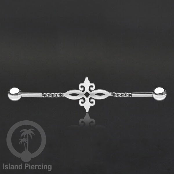 Anting Industrial Piercing Stainless rantai warna silver dengan 6 pilihan desain