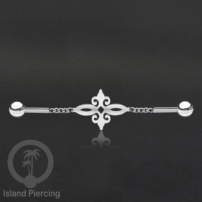 Anting Industrial Piercing Stainless rantai warna silver dengan 6 pilihan desain