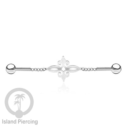 Anting Industrial Piercing Stainless rantai warna silver dengan 6 pilihan desain