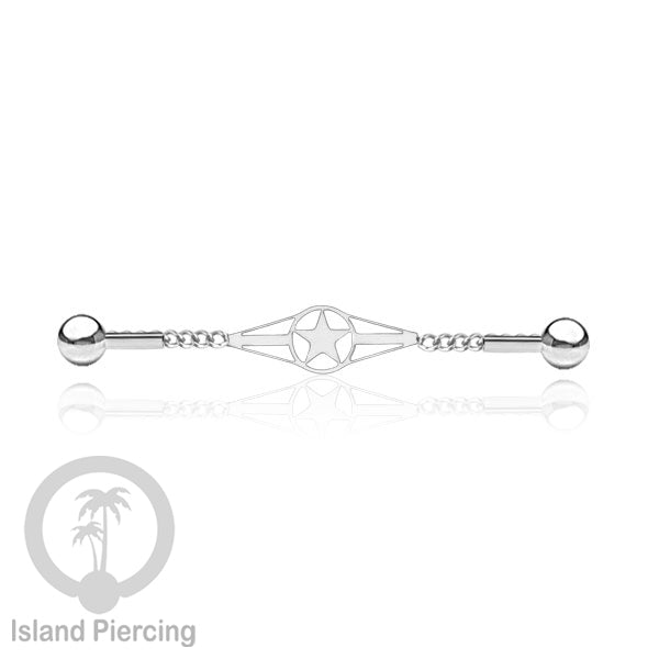 Anting Industrial Piercing Stainless rantai warna silver dengan 6 pilihan desain